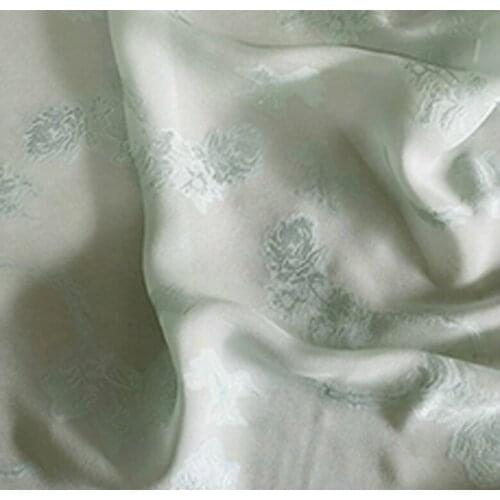 500cm*140cm Natural Silk Chiffon Fabric Silk Georgette Jacquard Material For cheongsam Sliver Metallic B41