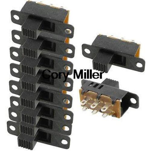 6 Solder Lug Pin ON/OFF/ON 3 Position 2P2T DPDT Panel Mount Slide Switch