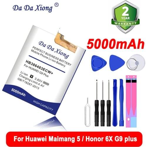 DaDaXiong 4900mAh HB386483ECW+ Battery For Huawei Honor 6X Maimang 5 G9 Plus MLA-AL00 MLA-AL10 G9Plus Phone Battery