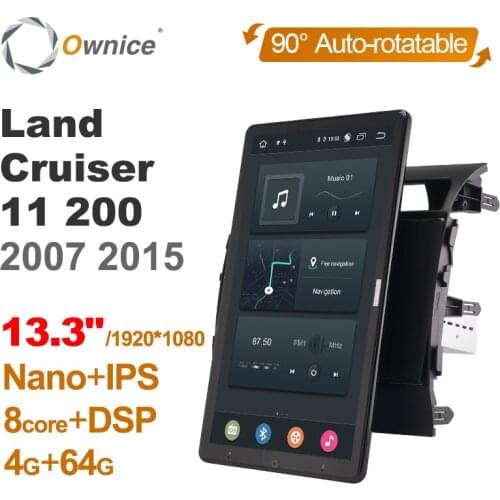 1920*1080 Android 10.0 Ownice 13.3Inch Rotation Autoradio for Toyota Land Cruiser 11 200 2007-2015 Car Radio Auto GPS Multimedia