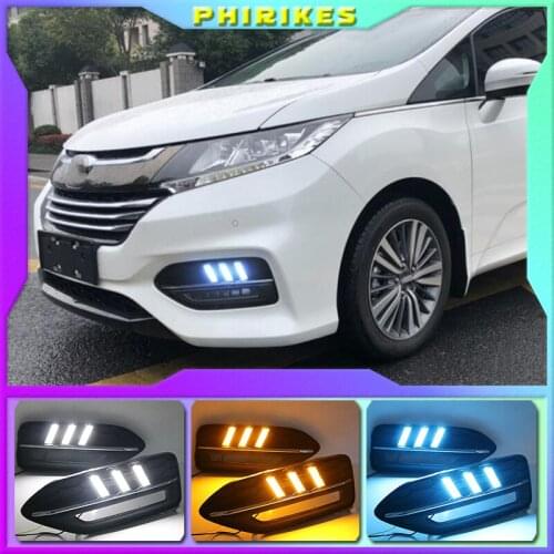 Car LED DRL Daytime Running Light for Honda Odyssey 2018 White Daytime light Yellow Turn Signal Light Blue Lamp