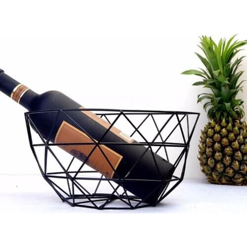 Black Geometric Iron Wire Decorative Storage Display Basket Fruit Bowl