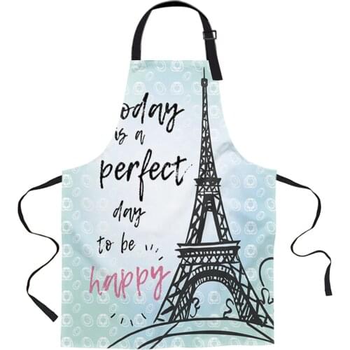 Eiffel Towers Apron Woman Adult Bibs Home Cooking Baking Coffee Shop Cleaning Canvas Aprons Kitchen Accessory