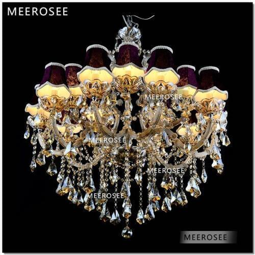 Galaxy Cognac color Crystal Hotel Chandelier Torch Cristal lustres pendentes Large Hanging luminaire with 15 lights MD88062