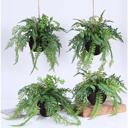 Fern Persia Plant Aerial Hanging Ball Artificial Plant Green Grass Wedding Party Wall Balcony Decor