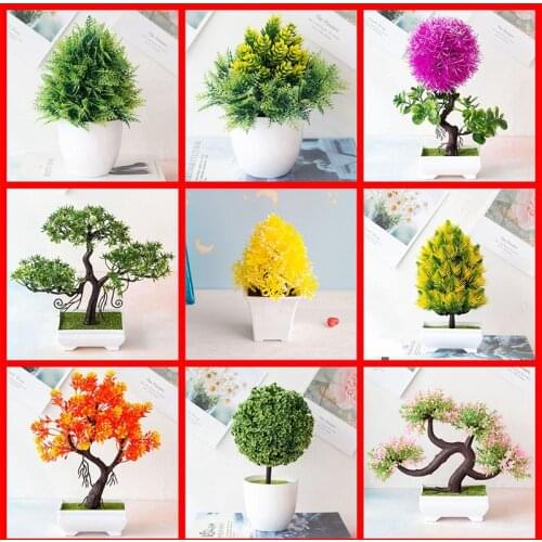 Artificial Plants Potted Bonsai Green Small Tree Plants Fake Flowers Potted Table Ornaments For Home Garden Party Hotel Decor