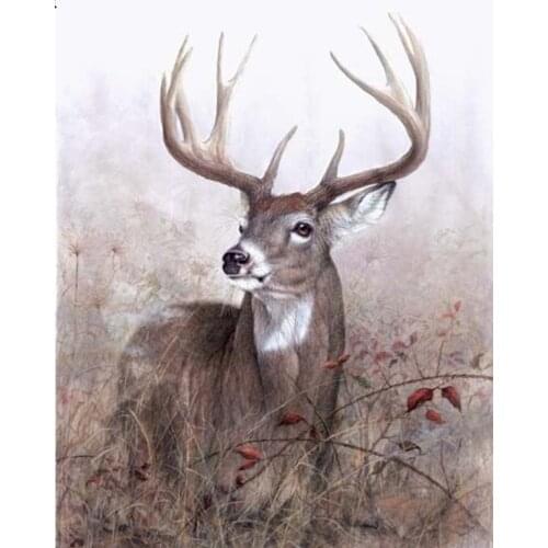 JMINE Div 5D watercolor Deer Full Diamond Painting cross stitch kits art High Quality Animal 3D paint by diamonds