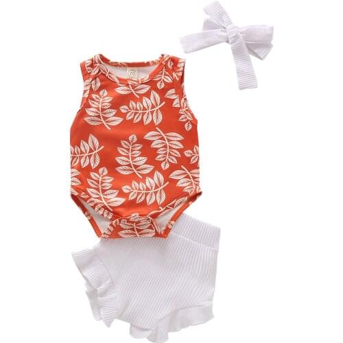 Baby Girls Clothes Set 2021 Floral Romper Solid Ruffle Shorts Kawaii Print Outfits Newborn Infant Baby Girls Romper Set
