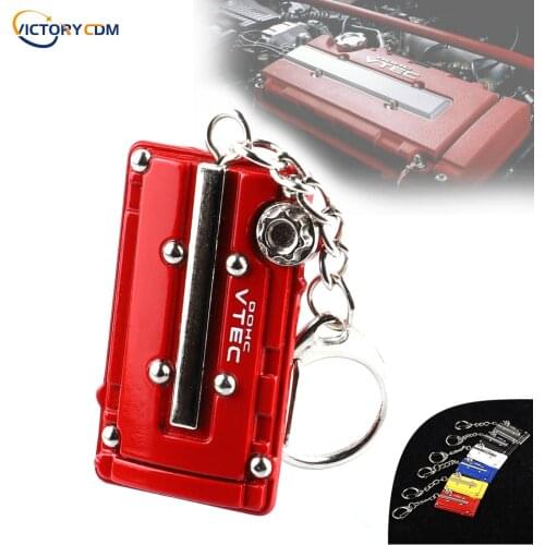 Metal Key Chain Car JDM Turbo Key Ring Vtec DOHC B16 Series Engine Valve Cover For Honda Civic EG EK