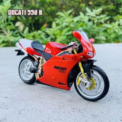 Bburago 1:18 Ducati 998R Alloy Diecast Motorcycle Model Workable Shork-Absorber Toy For Children Gifts Toy Collection