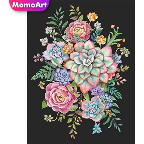 MomoArt DIY Diamond Mosaic Succulents Cross Stitch Kit Diamond Embroidery Flowers Full Drill Square Art Painting Crafts Wall Art
