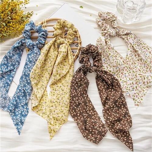 MueRaa Bohemain Spring Summer Flower Ribbon Retro Elastic Hairband Headband Scrunchies For Womem Girls Fashion Hair Accessories