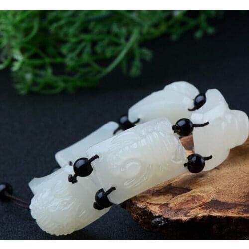 Natural Hetian white stone hand-carved WuDu Bracelets men domineering centipede/scorpion/Toad/snake/spider bracelet gift