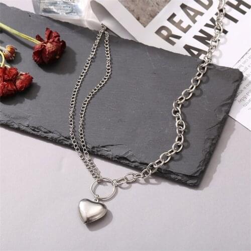 53237 new ins heart clavicle chain female heart letter pendant exaggerated Chain Necklace