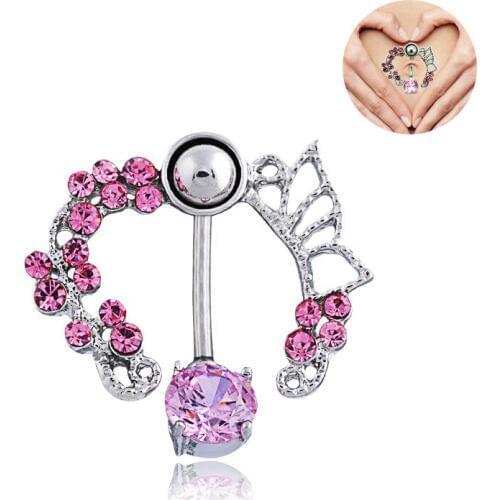 Earrings in Navel 14G Dangle Belly Button Rings Barbell Sexy Surgical Steel Belly Piercing Luxury Flower Women Navel Piercing