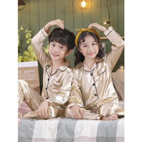 Pajamas Silk Childrens Clothing Sets Girls Pajama Sets Children Sleepwear Pyjamas Kids Satin Pajama for 3-14 Years Teen Pijamas