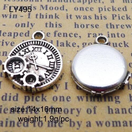 25pcs Antique Silver Alloy Watch Charms Pendants For Bracelet Necklace Jewelry Making DIY Handmand Craft 14x16mm