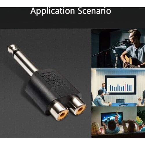 Portable 6.5mm Turn Double Lotus Adapter Microphone Guitar Microphone Audio Mixer 6.5 Pairs Of RCA Female AV Mono Interface