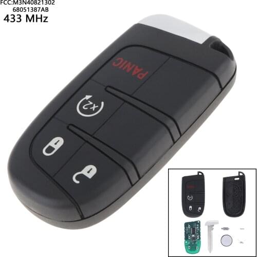 433MHz 4 5 Buttons Keyless Uncut Flip Remote Key Fob Transmitter Push Start Fobik M3N40821302 68051387AB for Dodge no Battery