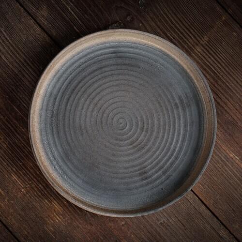 Stoneware tea tray Japanese retro water storage dry bubble tray pot bearing pot tray tea tray ceramic large round tea tray