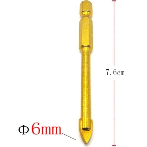 HOEN 1Pcs 6mm 1/4" Hex Shank Titanium Coated Drill Bit Set Acessorios Electric Hand Tile Coated Glass Drill Drilling Tools