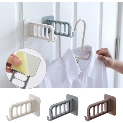1pc Clothes Storage Rack Organizer Multifunction Door Hooks Creative Foldable Wall Hanger Hook For Bathroom Towel