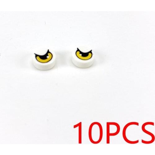 10PCS Print Eyes Pattern 1x1 Round MOC Building Blocks Tile Construction Classic Brick Toys Kids Learning Education