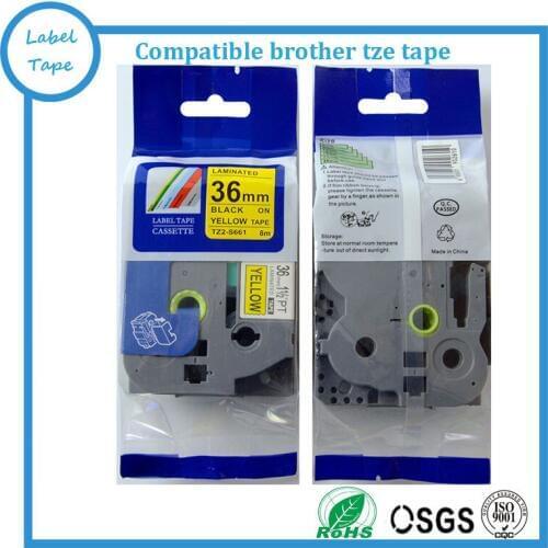 10pcs TZe-S661 36mm Black on Yellow TZ-S661 Strong Adhesive tze label tapes compatible ptouch label printers
