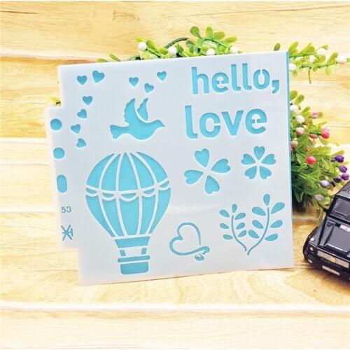 13*14CM hot air ball shield DIY cake scrapbook stencils hollow Embellishments printing lace ruler Valentines Day Cover template