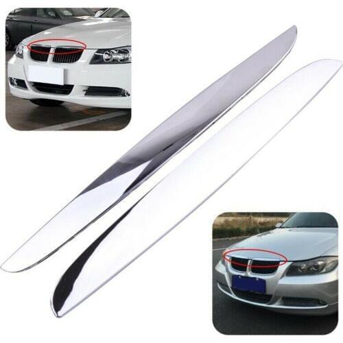 2Pcs Chrome ABS Front Bumper Above Kidney Grille Hood Cover Trim 51137117242 for BMW 3 Series E90 E91 2006-2008