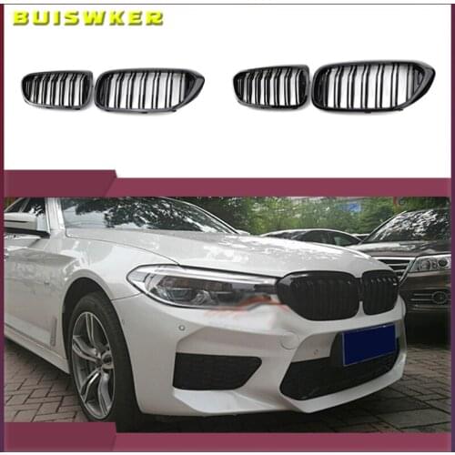 2PCS Car Racing Grill Meteor Diamond Star Style Front Kidney Grille Bumper For BMW 5 Series G30 G31 G38 520i 530i 540i 2018 2019