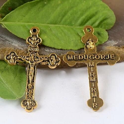 20pcs dark gold-tone cross lead to free crucifix charms h1322