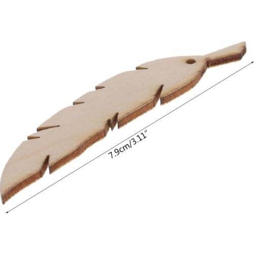 25pcs Cut Wood Feather Embellishment Wooden Shape Craft Wedding Decor