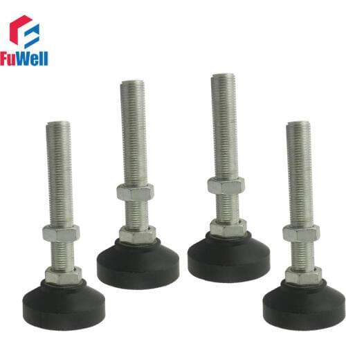 4pcs M8/M10/M12 Thread Adjustable Foot Cups Reinforced Nylon Base 40/50mm Diameter Articulated Feet 60/80/100mm Leveling Foot