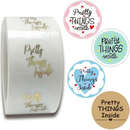 500pcs/roll Pretty Things Inside Stickers Thank You Stickers Gold Paper For Small Business Packaging Gift Seals Party Supplies