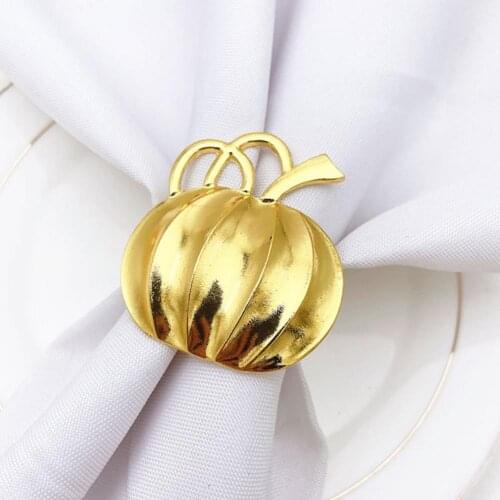 6Pcs Napkin Ring Pumpkin Alloy Napkin Rings for Wedding Table Decoration Napkin Holder Wedding Towel Rings Dinner Table