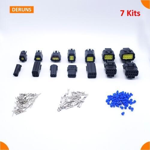 7Sets Kit Brand New 1/2/3/4/6/8/10 Pin Way Denso Sealed Wire Connector Plug For Car Automotive