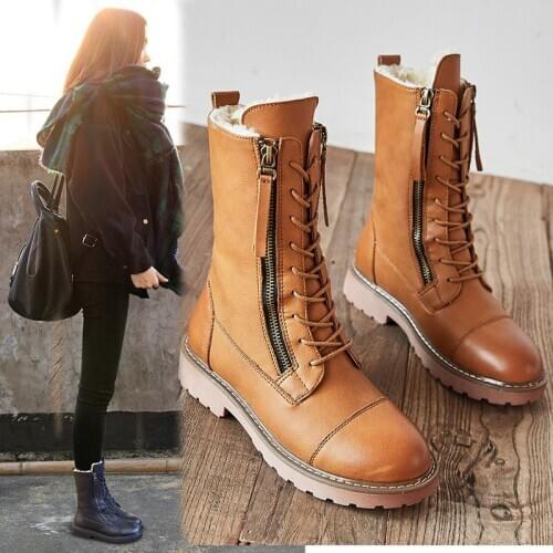 PU Csaual Boots Womens Shoes T New 2020 Warm Winter Snow Boots Female Booties Plush Platform Women Shoes Flat with Shoe