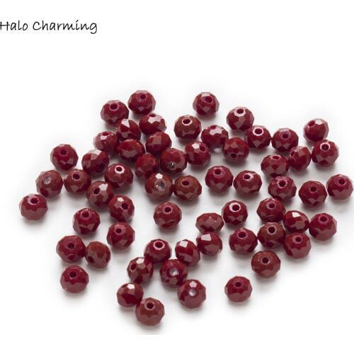 50 Piece Dark Red Crystal Glass Rondelle Quartz Faceted Beads DIY Jewelry Findings 4-8mm