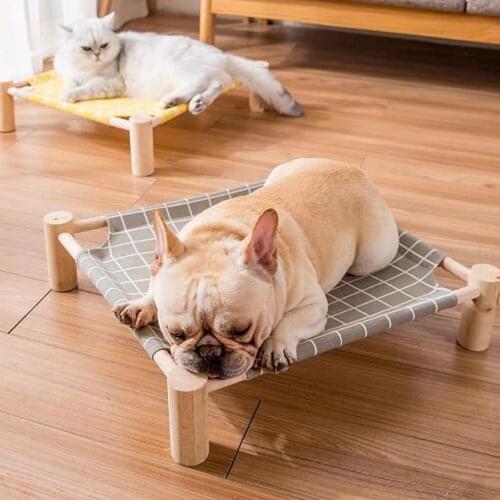 Wooden Dog Bed Cushion Cot Summer Pet Bed for Small Dogs Sofa Mat Bed for Cats Basket Dog Accessories Pets Supplies Products
