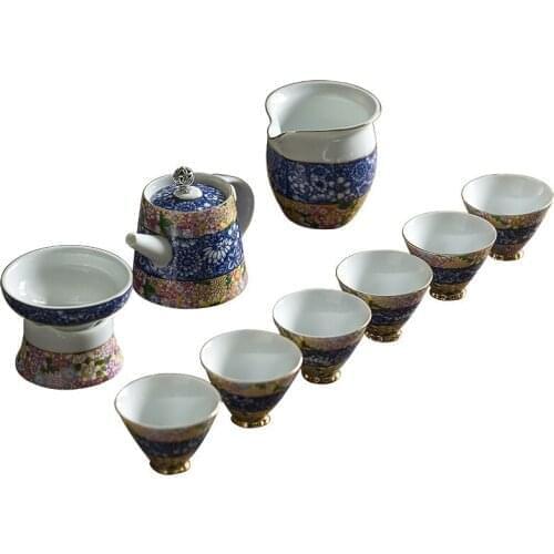 Enamel color porcelain white porcelain teapot cover bowl Kung Fu ceramic tea set business gift home office