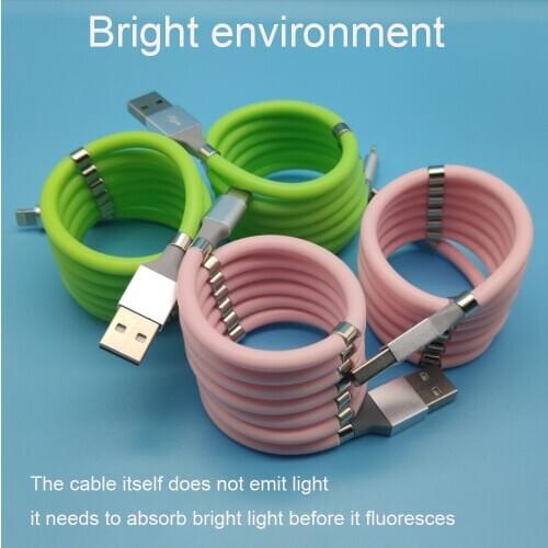 Fluorescence Magnetic attraction Storage Data cable cable mobile phone accessories phone Telescopic charging cable for apple