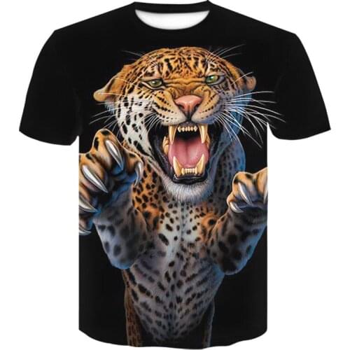 Casual 3D Domineering Tiger Print Short Sleeve T-shirt Summer Couple Tops Street Mens Summer O-neck T-shirt
