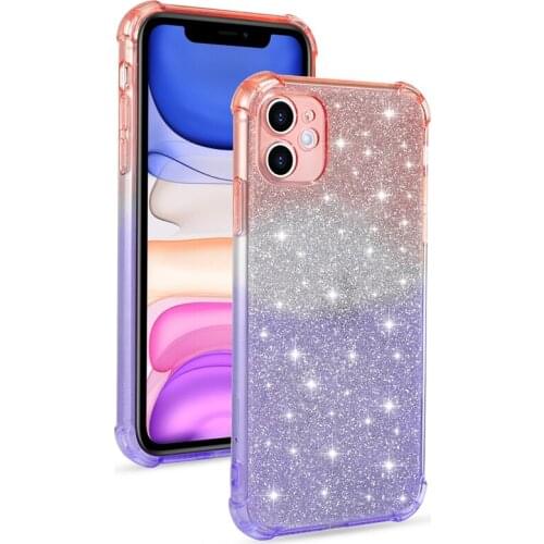 Gradient Shiny Glitter Back Case For iPhone 12 Mini 12 Pro Max 11 SE 2020 Protective Phone Cover for iPhone X XS XR 7 8 Plus
