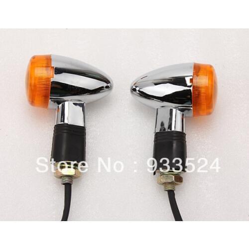 Chrome Amber Bullet Turn Signals Lights For Harley Ducati Suzuki Yamaha Kawasaki Honda Shadow Aero Spirit 750 VT VTX VN 800
