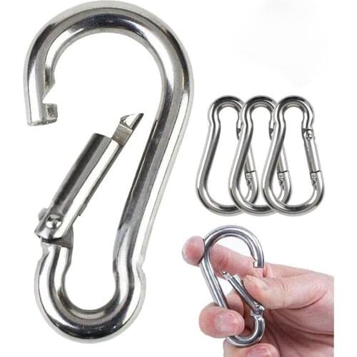 Carabiner Heavy Duty Snap Hook 304 Steel Spring Clip Keychain Holds Up to 60kg (Max) for outdoor activity fishing hiking Camping