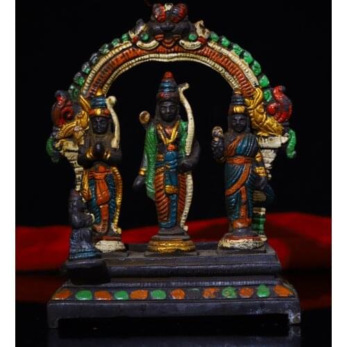 18"Chinese temple collection Old Bronze Gilt Double lotus Longevity Buddha Immortal Life Wisdom Tathagata Sitting Buddha