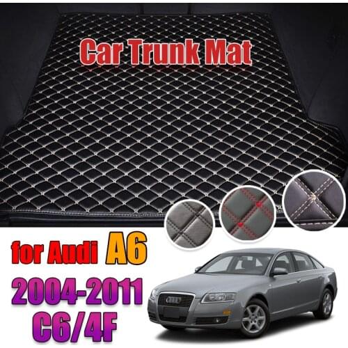 Leather Car Trunk Mat For Audi A6 C6 4F 2004 2005 2006 2007 2008 2009 2010 2011 Trunk Boot Mat Liner Pad Cargo pad Cargo Liner