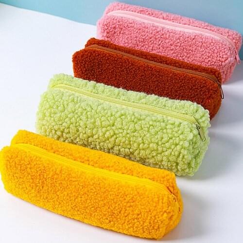 Colorful Plush Cute Pencil Case School Bag Stationery Pencilcase Kawaii Girls School Supplies Tools Storage Holder Pouch Gift