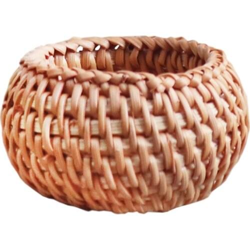 68UC Creative Hollow Out Woven Rattan Incense Stick Burner Holder Retro Vintage Handmade Round Censer Trays Home Office
